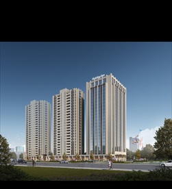 建筑室外小区高层效果图