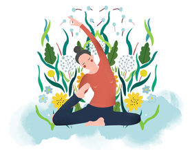 人物运动插画卡通背景海报素材