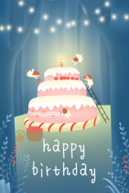 唯美生日插画海报