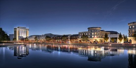 商业街河道夜景效果图