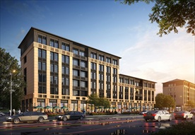 黄昏街道马路建筑景观效果图