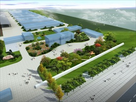 道路公园建筑景观鸟瞰效果图