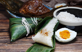 粽子咸鸭蛋美食背景海报素材