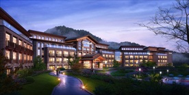 酒店度假村夜景建筑景观效果图