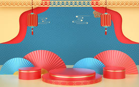 红色舞台立体效果背景海报素材