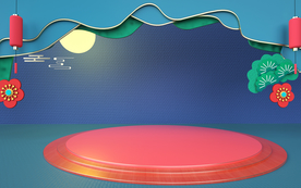 红色舞台立体效果背景海报素材