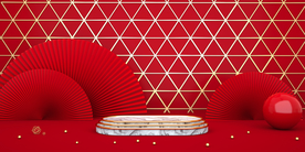 红色舞台立体效果背景海报素材