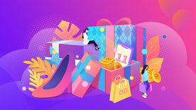 双11促销活动插画背景海报素材