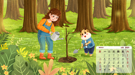 牛年日历传统插画背景海报素材