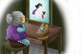 关爱老人公益卡通背景海报素材