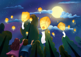 创意风景卡通插画