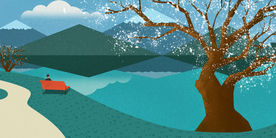 创意风景卡通插画