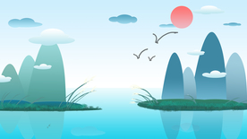 创意风景卡通插画