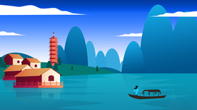 创意风景卡通插画