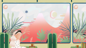 创意风景卡通插画