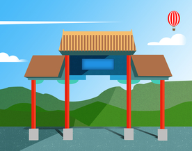 创意风景卡通插画