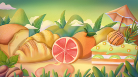 创意风景卡通插画