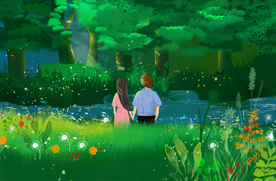 唯美风景创意插画