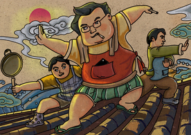 卡通创意人物配图插画