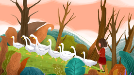 唯美风景创意插画