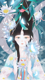 人物女性插画复古背景海报素材