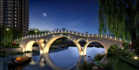 桥梁景观夜景效果图图片