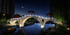 桥梁景观夜景效果图图片