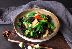 清炒黑木耳美食食材背景海报素材