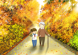 重阳传统节日插画背景海报素材