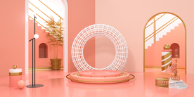 立体展台活动促销背景海报素材