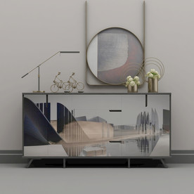 边柜挂画台灯组合3d模型