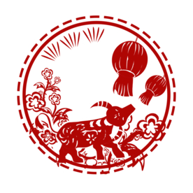 牛年复古传统剪纸海报素材
