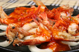 炸虾美食食材背景海报素材