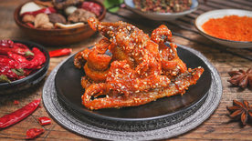 香辣小鱼美食食材背景海报素材