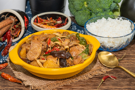 黄焖鸡美食食材背景海报素材