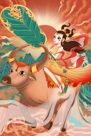 2021牛年国潮插画