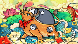 2021牛年国潮插画