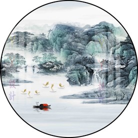 新中式圆形装饰画图片