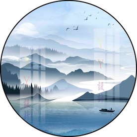 新中式圆形装饰画挂画图片