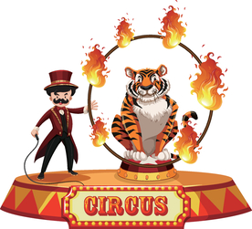卡通老虎跳火圈