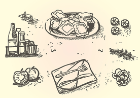 手绘食物西餐
