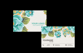 树叶清新插画名片卡片素材