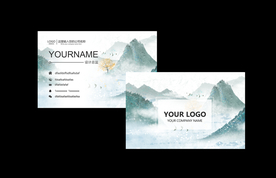 山水复古传统名片卡片素材