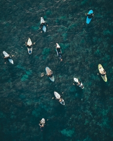 大海 蓝色海水 冲浪板