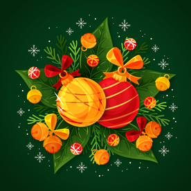 圣诞吊球和植物