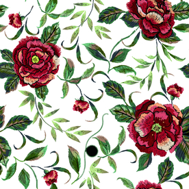 热带花 数码印花 手绘花 热带