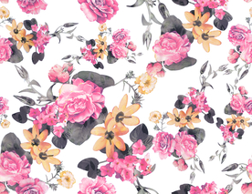 热带花 数码印花 手绘花 热带