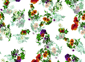 热带花 数码印花 手绘花 热带