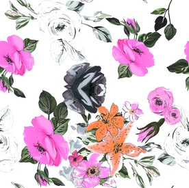 热带花 数码印花 手绘花 热带