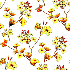 热带花 数码印花 手绘花 热带